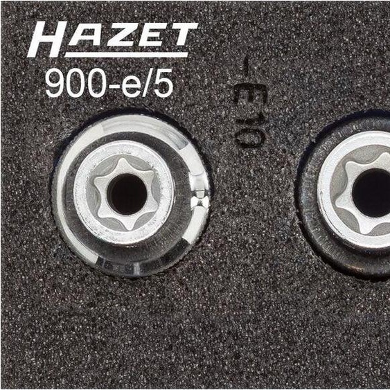 HAZET 900-E/5 Clé à douille  TORX®  Carré creux 1/2 pouce (12,5 mm)  Profil extérieur TORX®  E10 - E18  Nombre doutils : 5