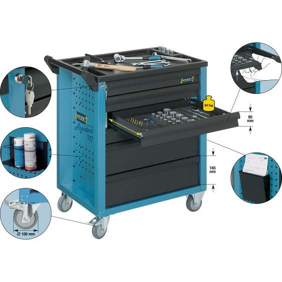 HAZET Assistent 177-6 Acier Noir, Bleu