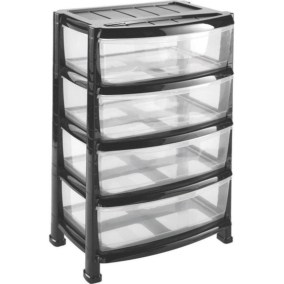 HEIDRUN Etagère à tiroirs 55 × 40 × 78 cm noir, plastique