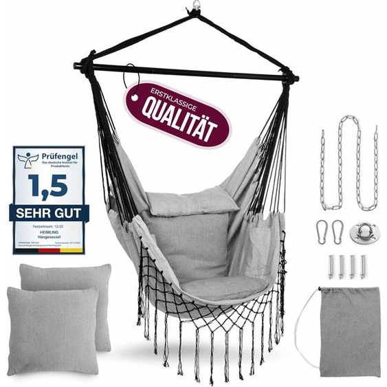 HEIMLING fauteuil suspendu Indoor & Outdoor XXL fauteuil suspendu hamac balcon terrasse gris