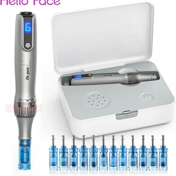 hello face Dr. Stylo M8S stylo micro-aiguilles avec 12 cartouches de remplacement Kit de stylo micro-aiguilles Derma sans fil outils professionnels de soins de la peau