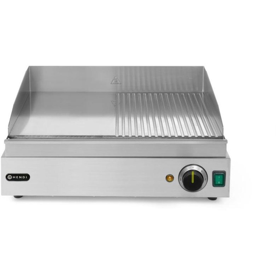 HENDI Plaque de gril, Profi Line, 1/2 lisse, 1/2 rainurée, 230V/2400W, 550x435x(H)245mm