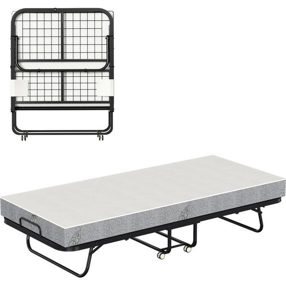 Hengda Lit dinvité 90x200cm Lit pliant jusquà 150kg, avec matelas et housse de protection, sur roulettes