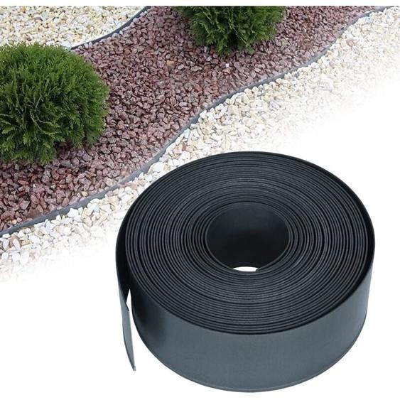 Hengmei - Bordure de pelouse jardin 20m en plastique pp - flexible - Protection uv résistante aux intempéries, Anthracit naizy
