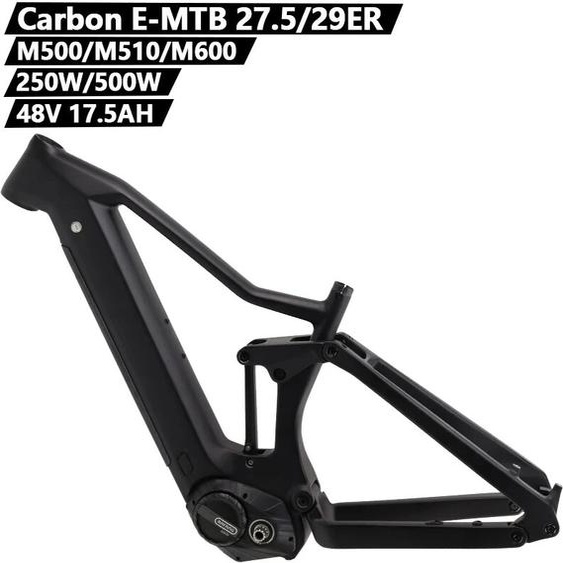 heppe Bafang-cadre de vélo électrique en fibre de carbone noir 256, moteur central, 15/17/19 pouces, 27.5/29ER, 250/500W, M500/510/600