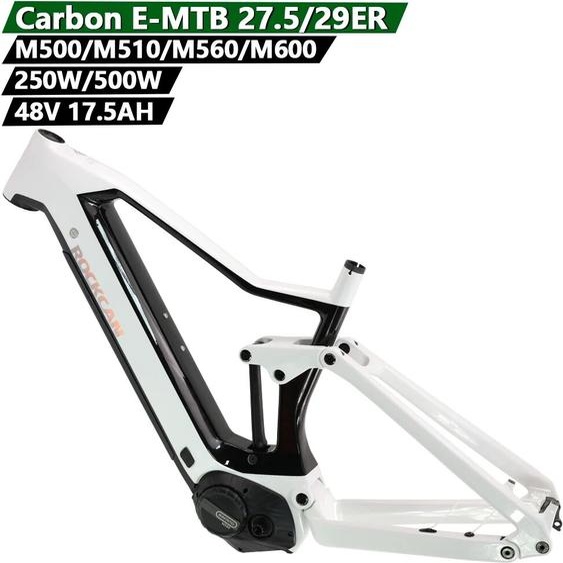 heppe Cadre de vélo électrique en fibre de carbone, 27,5/29 pouces, moteur Mouvriers Mfemelle 250/500W, batterie intégrée, 15/17/19 pouces