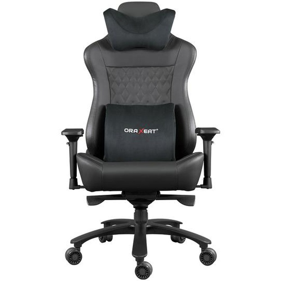 Hercule Fauteuil Gamer ergonomique avec soutien lombaires, têtière et accoudoirs 4D - Assise et dossier large - Inclinaison et hauteur réglable - PVC - Noir