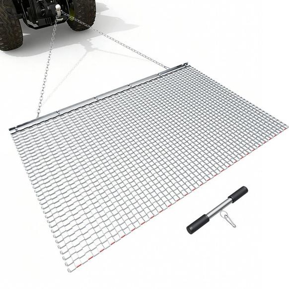 Herse de prairie / herse traînée - Herse agricole - Dimensions : 152,5 x 91,4 cm - Acier galvanisé - Avec chaîne dattelage - Pour VTT, UTV, tracteurs - Pour le nivellement des chemins de gravier, des ornières et des champs