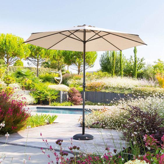 Hesperide - Parasol droit rond Loompa taupe 3m en aluminium - Hespéride
