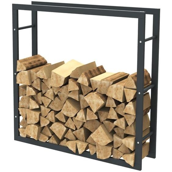 HHWPF0011 Rangement à bois en acier noir 100x100x25CM, rack pour bois de chauffage, range-bûches - Bc-elec