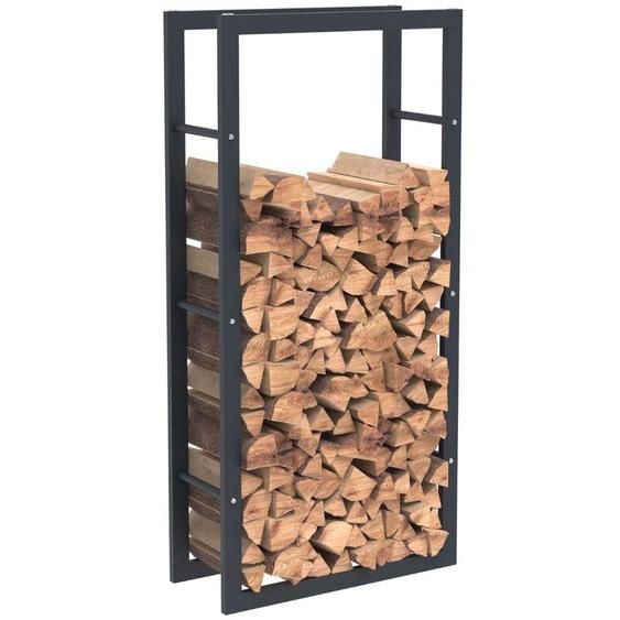 HHWPF0019 Rangement à bois en acier noir 125x60x25CM, rack pour bois de chauffage, range-bûches - Bc-elec