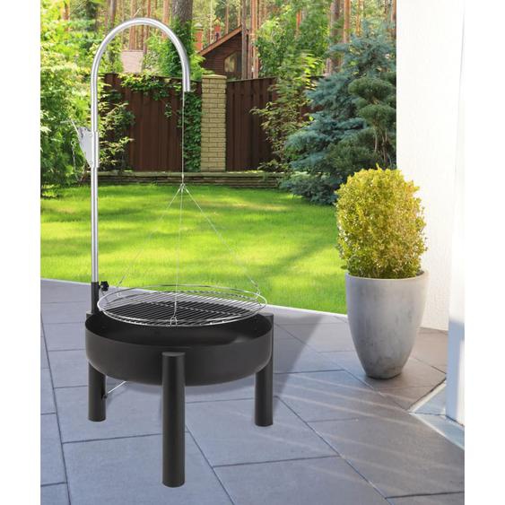 HI Foyer avec grille en acier inoxydable 50 cm