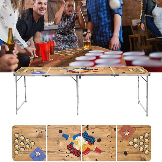 HI Table de bière-pong pliante 240x60x55 cm MDF et aluminium