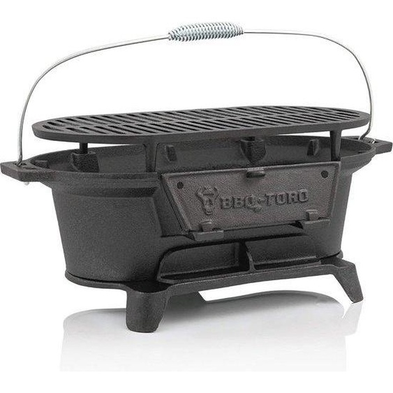 Hibachi Style Poêle à griller en fonte avec grille - Barbecue de camping portable au charbon de bois 50 x 25 x 23 cm