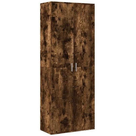 Buffet haut chêne fumé 70x35x180 cm bois dingénierie