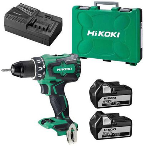 Hikoki - Perceuse à percussion 18V avec 2 batteries 18V 5.0Ah BSL1850MA + chargeur + coffret - DV18DEWJZ