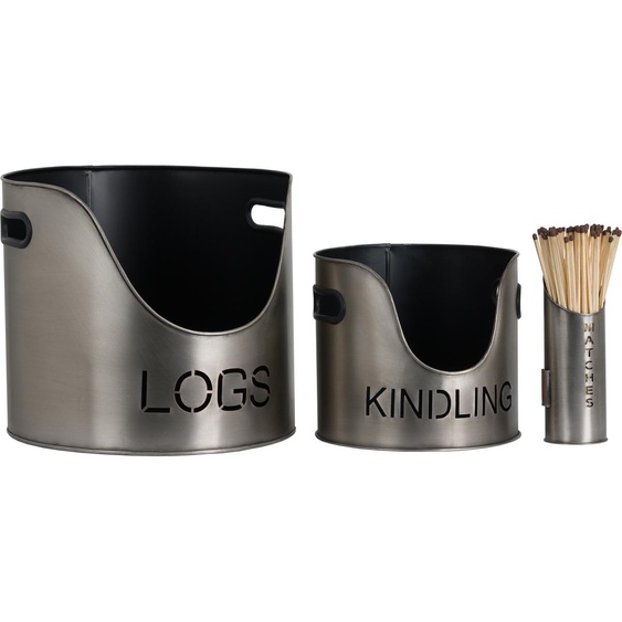 Hill Interiors - Seau pour petits bois Lot de 3 HI3384 (taille unique) (Argent)