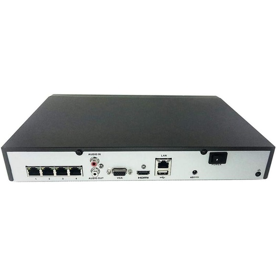 HiLook Powered by HIKVISION/ NVR-104MH-C/4P(D)/ 4 caméras/ 4x PoE/ 8Mpix/ HDMI/ VGA/ 1x RJ45/ métal