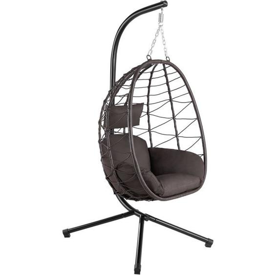 HinHocker Fauteuil hamac avec chassis Marron Hamac Suspendu pour linterieur et lexterieur Coussin et Rembourrage dassise de