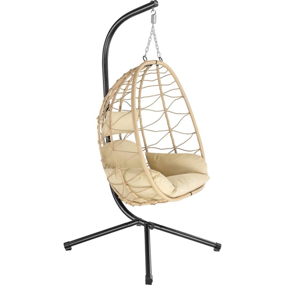 HinHocker Fauteuil suspendu avec support, crème, balançoire suspendue pour lintérieur et lextérieur, fauteuil à bascule