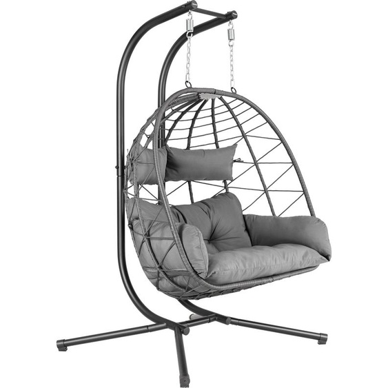 HinHocker Fauteuil suspendu pour 2 personnes avec support, anthracite, XXL balançoire suspendue Indoor et Outdoor