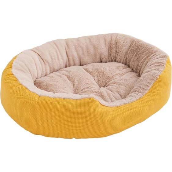 Hiver Chaud Lit rond pour animaux de compagnie avec coussin amovible Confort Lit pour chien Panier pour chien Peluche Cordon Lit pour chat Canapé pour chat,M : 65 * 55 * 21CM