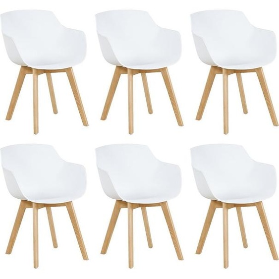 HJ_WeDoo 6 pièces scandinave Chaise de salon Moderne Chaise de salle à manger, Chaise design rétro pour bureau lounge cuisine, Blanc