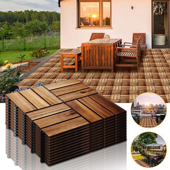 Hobbytech - Lot de 33 dalles de Terrasse Clipsable en Bois Haute Qualité Resistant Aux Forte et Basses Températures 31 x 31 cm Revêtement Extérieur