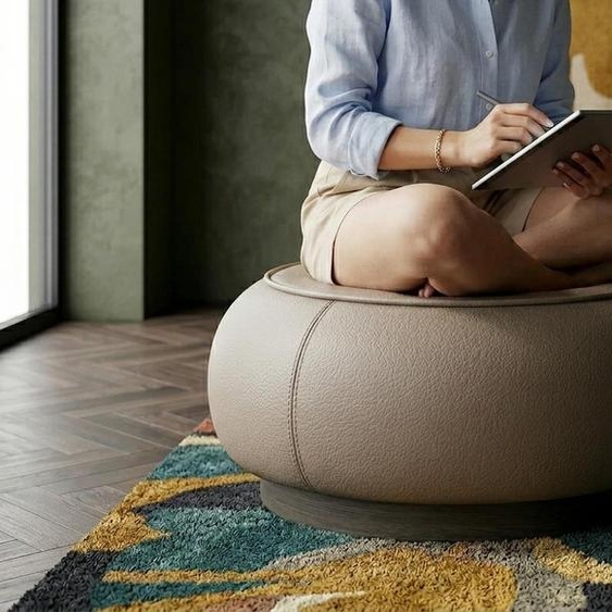 Hocker modern grau bequem Wohnzimmer praktisch komfortabel