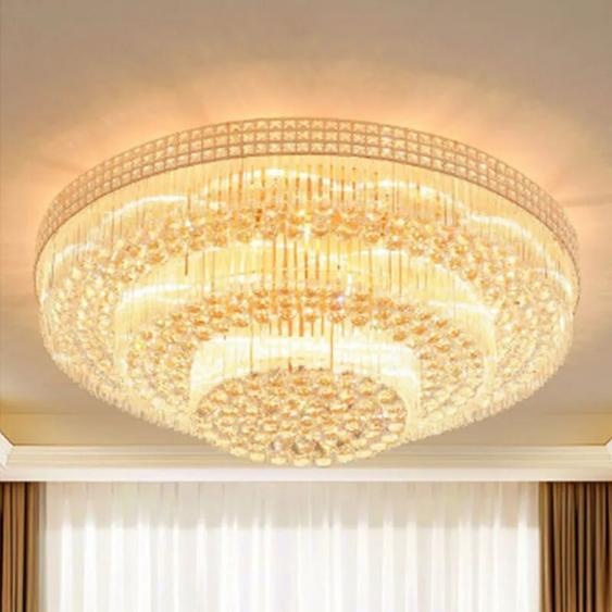 HODEHEN Lustre de plafond rond en cristal de cercle dhôtel, plafonnier LED doré, luxe classique, suspension, européen, corrigé, Lam138 De patch ho, maison
