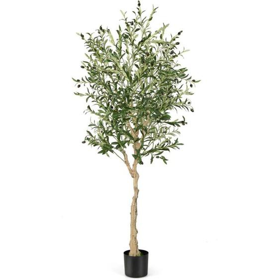 Olivier Artificiel 210cm en Pot Fausse Plante Verte Décoration pour Intérieur Extérieur Maison Chambre Salon Balcon Cour Jardin