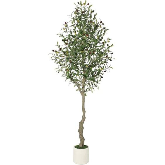 Hoerfuriy - Plantes artificielles,180cm - Avec pot blanc - Pour la maison, le salon, la chambre à coucher, le bureau - Décoration moderne