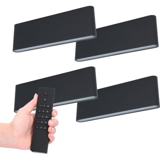 HOFTRONIC - Appliques murales LED Dallas XL 24W 3000K IP54 Noir lot de 4