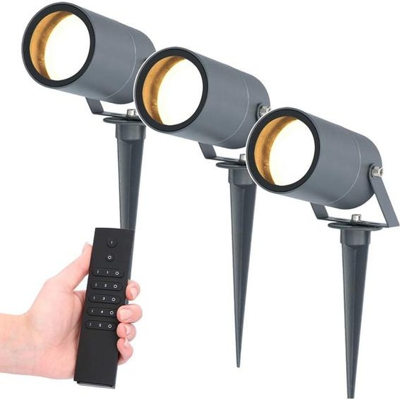 HOFTRONIC - Lot de 3 Spots à piquet extérieur LED 4W 345lm 2700K anthracite IP65