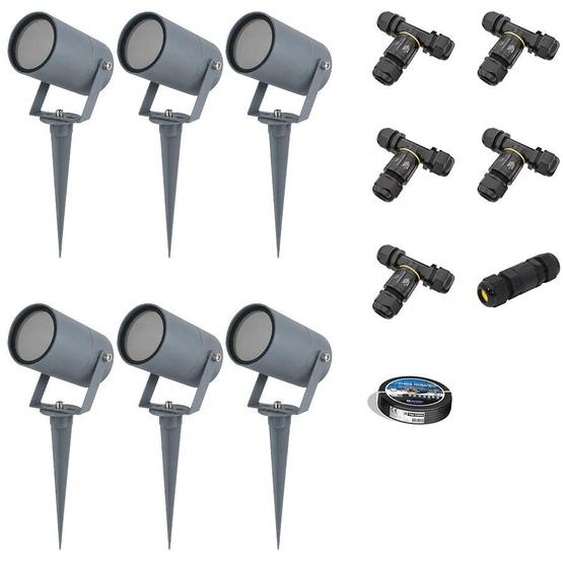 HOFTRONIC - Lot de 6 spots à piquet LED dimmable IP65 Anthracite excl. GU10