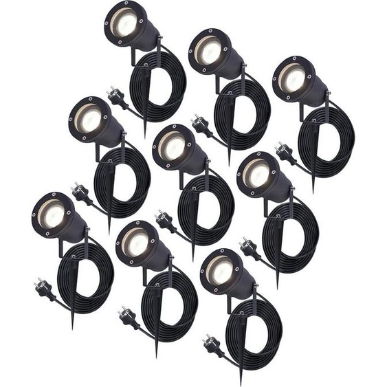 HOFTRONIC - Lot de 9 spots à piquet extérieur LED 4W 345lm 4000K IP65 Noir