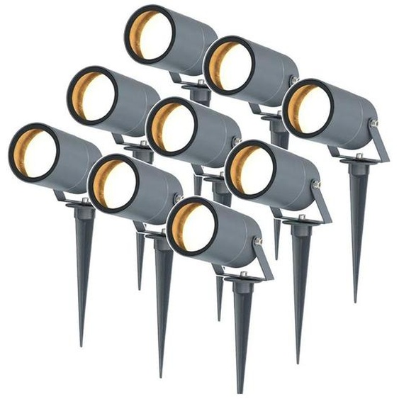 HOFTRONIC - Lot de 9 spots à piquet LED dimmable GU10 excl. IP65 Anthracite