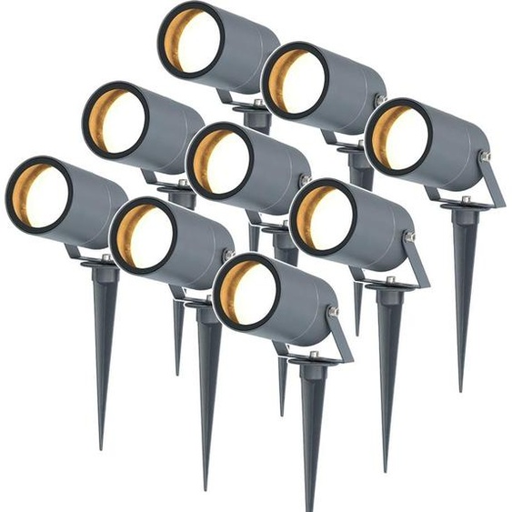 HOFTRONIC - Spot à piquer LED jardin 9x GU10 4W 345lm 4000K IP65 Anthracite