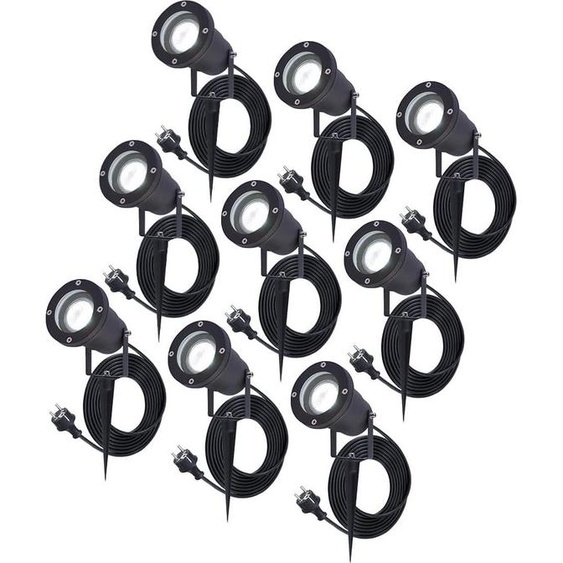 HOFTRONIC - Spots à piquer LED Sydney 4W 6500K IP65 Noir câble 1,5 m 9 pièces