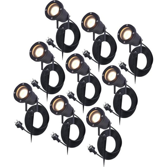 HOFTRONIC - Spots à piquer LED Sydney 4W 2700K IP65 Noir 9 pièces câble 1,5m