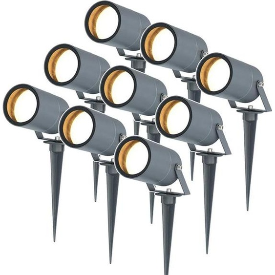 HOFTRONIC - Lot de 9 spots à piquet LED dimmable GU10 excl. IP65 Anthracite