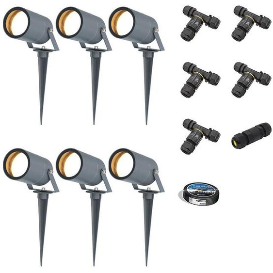 HOFTRONIC - Spots à piquet jardin LED GU10 4W 345lm 2700K Anthracite IP65 Dimmable
