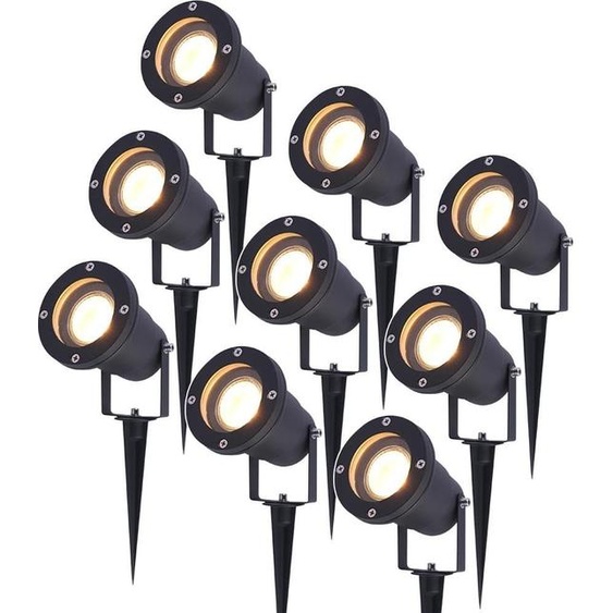 HOFTRONIC - Spots de jardin à piquet 4W 345lm 2700K IP65 Noir 9 pièces