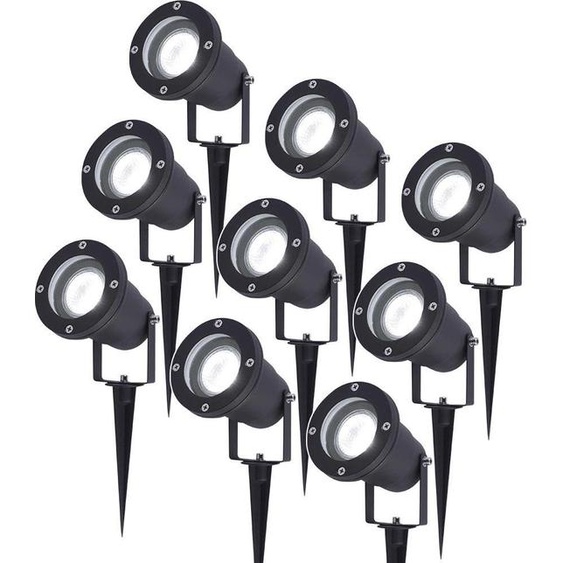 HOFTRONIC - Spots de jardin à piquet 4W 345lm 6500K IP65 Noir 9 pièces
