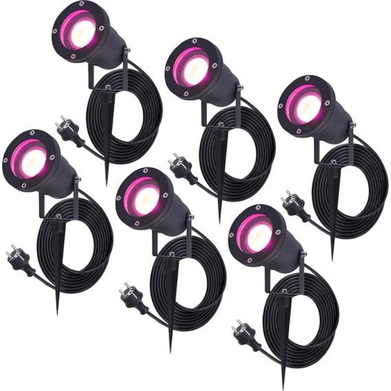 HOFTRONIC - Spots de jardin à piquet 5,5W 345lm RGBWW IP65 Noir 1,5m cordon