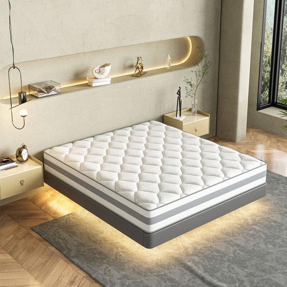 Homavo - Matelas 140x200 cm à ressorts ensachés – 25 cm dépaisseur, 7 zones de confort, soutien mi-ferme/ferme (H3/H4), ergonomique, certifié