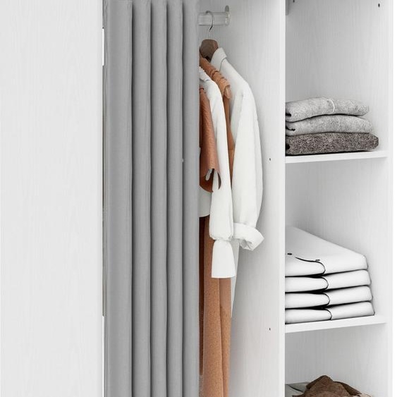 HOMCOM Armoire penderie meuble de rangement mobile 4 roulettes avec tringle à vêtements et étagères ouvertes, penderie vêtement dressing roulant pour chambre à coucher, dim. 80 x 40 x 128 cm, blanc