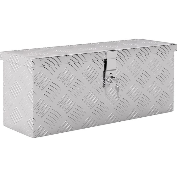 HOMCOM Boîte de rangement - boîte à outils en aluminium - caisse à outil alu. verrouillage clé dim. 50L x 15,5l x 20,5H cm - argent