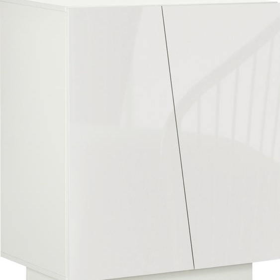 HOMCOM Buffet à haute brillance, meuble de rangement avec placard double porte géométrique et étagère réglable, style moderne, buffet salle à manger, cuisine et salon, 70 x 40 x 88 cm, blanc