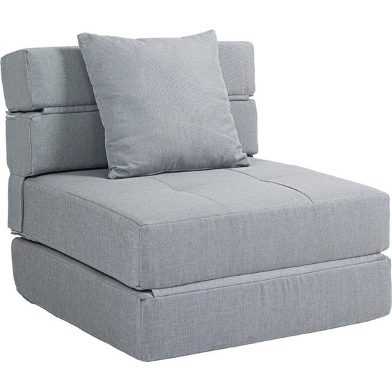 HOMCOM Fauteuil convertible 1 place fauteuil lit chauffeuse 1 place - coussin déhoussable inclus - chaise de sol pour invités, salon, charge 120 kg, gris clair